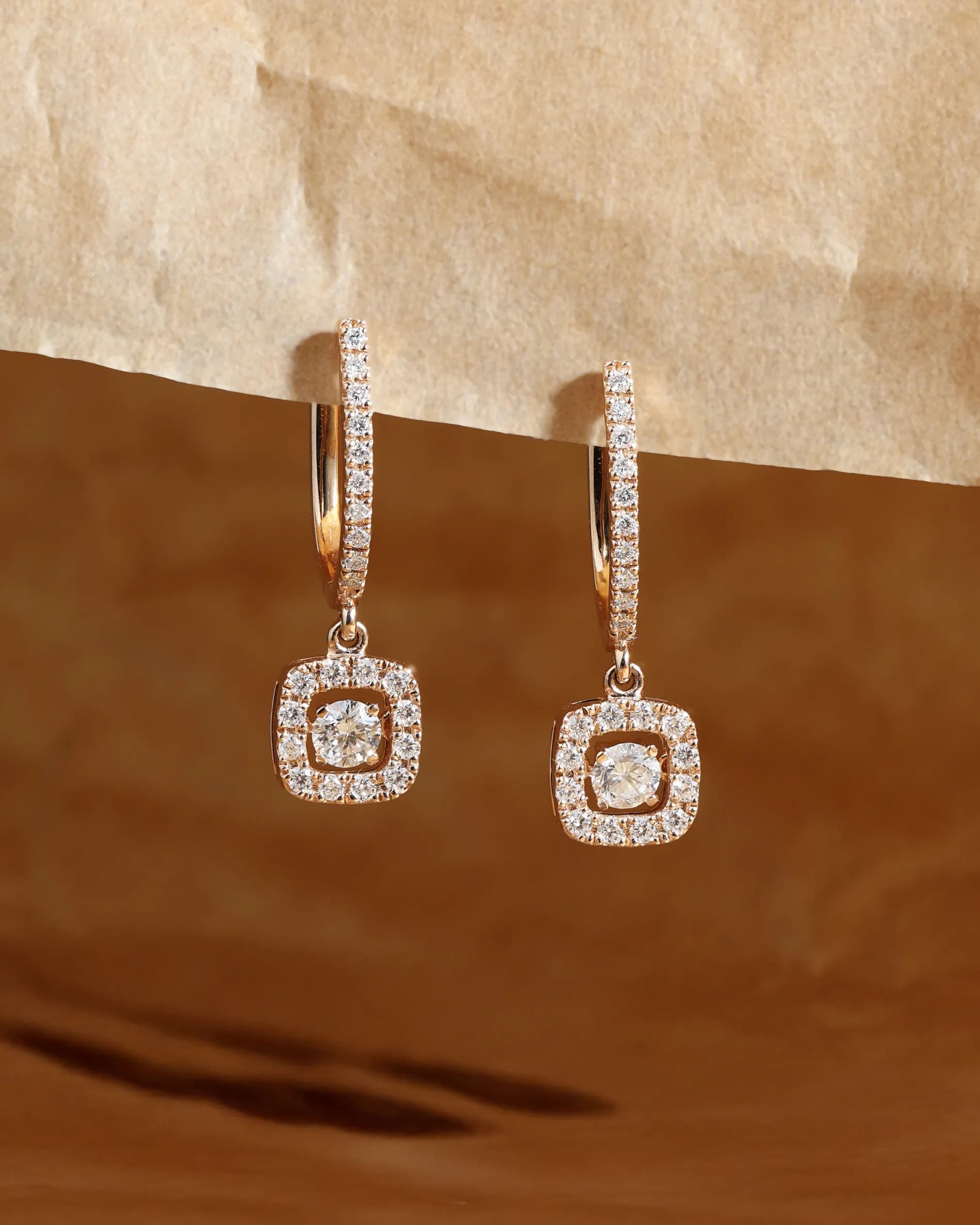 Сережки з діамантами з червоного золота 124-0416