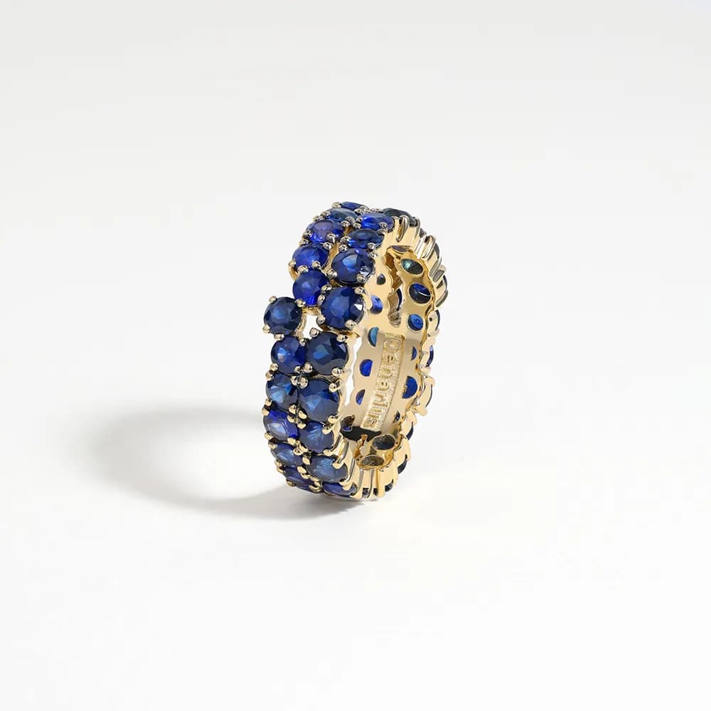 Перстень з сапфірами з жовтого золота Мадагаскар R49 18k