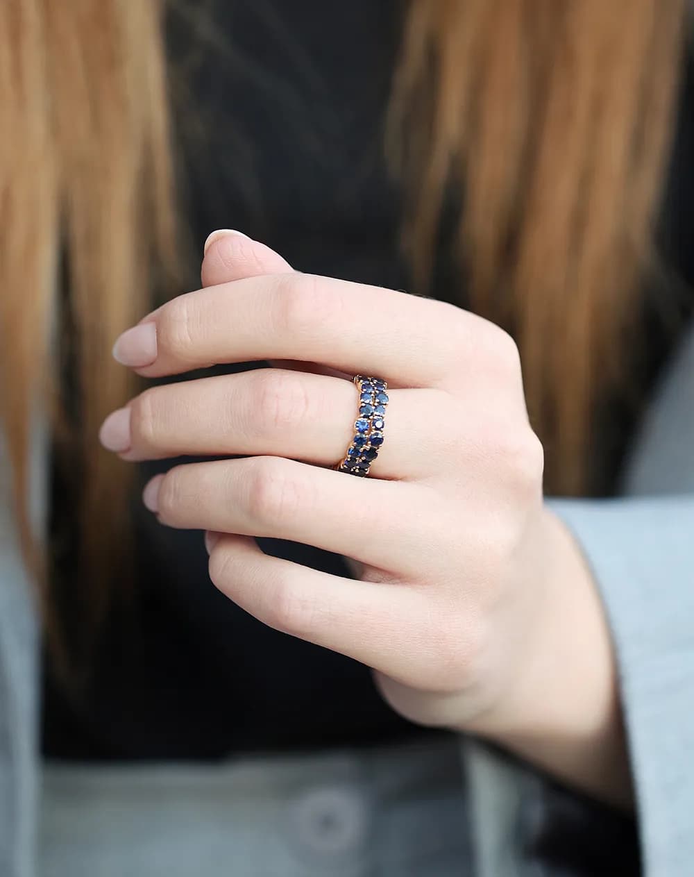 Перстень з сапфірами з жовтого золота Мадагаскар R49 18k