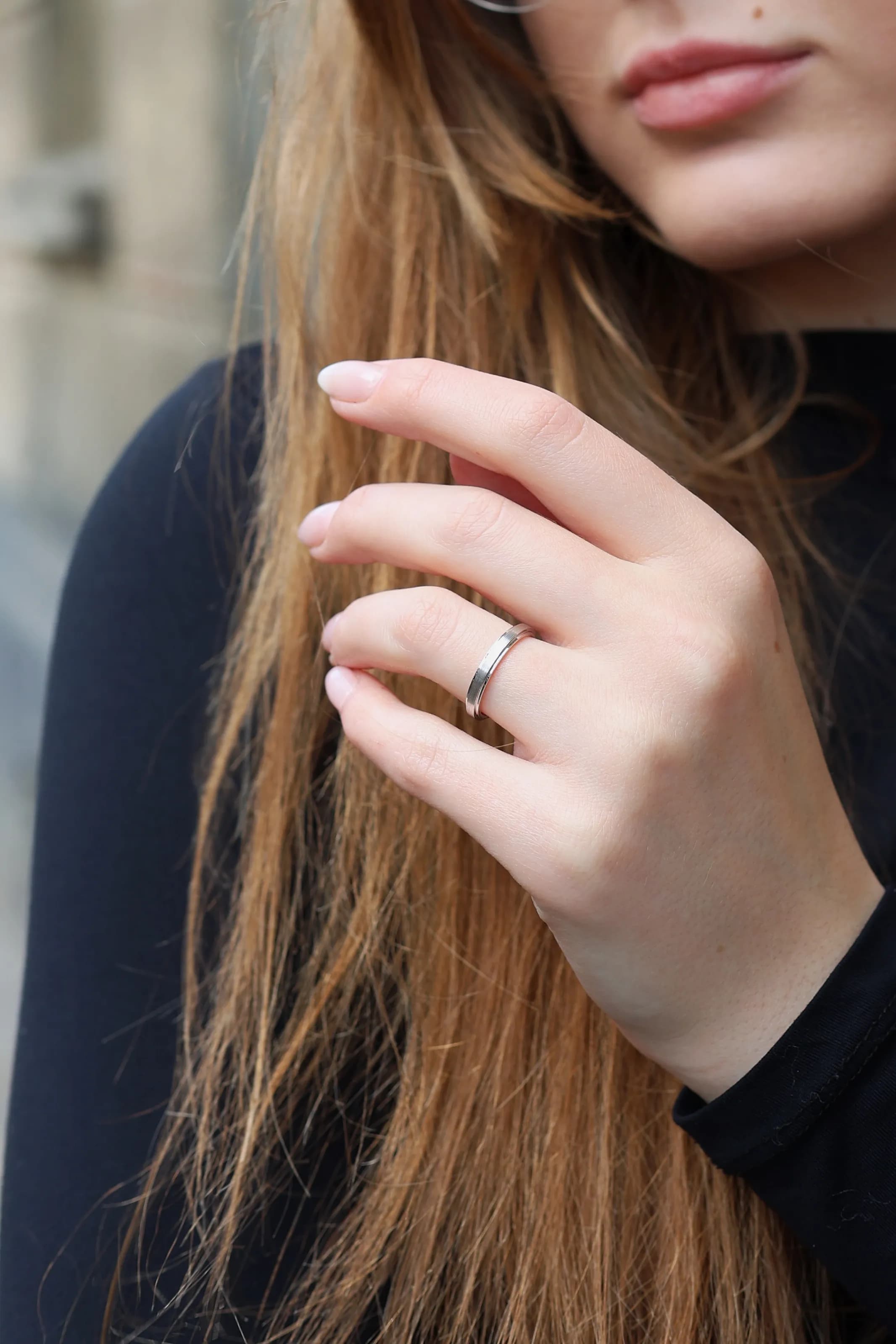 Обручка з білого золота з матуванням D`Amore 2  3mm (17)