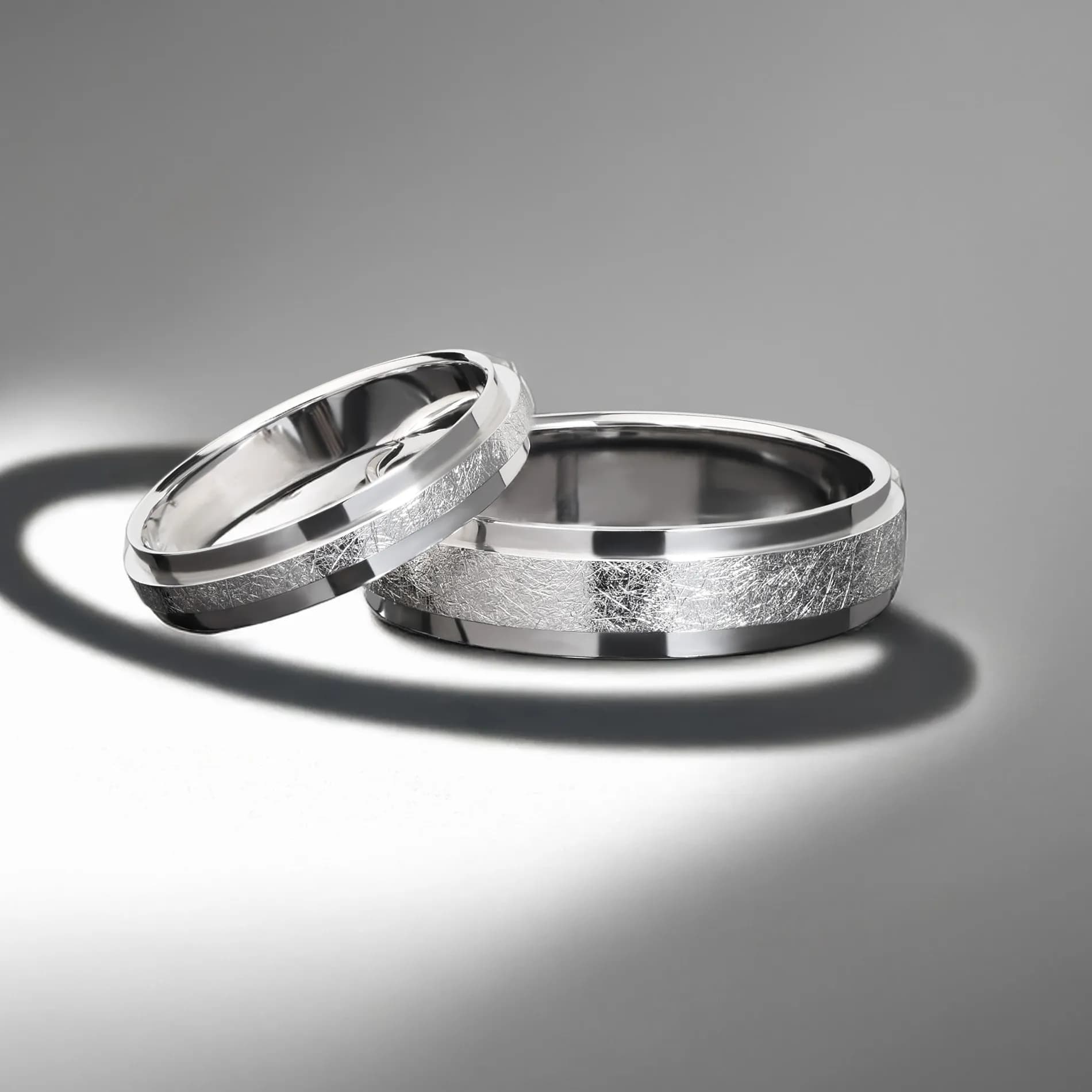 Пара обручок "Ice brush" з білого золота 200-0233,01-200-0212,1 (18)