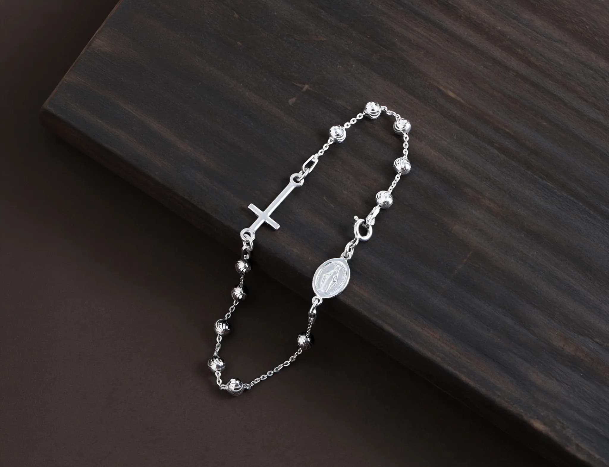 Срібна вервиця на руку Rosary B9 M 01 DIAM