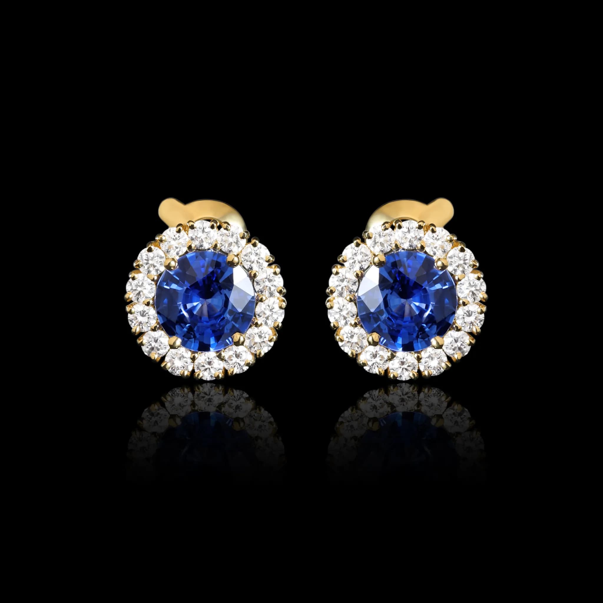 Сережки з натуральними сапфірами з жовтого золота 18k Андромеда E49 L 18k, фото 2