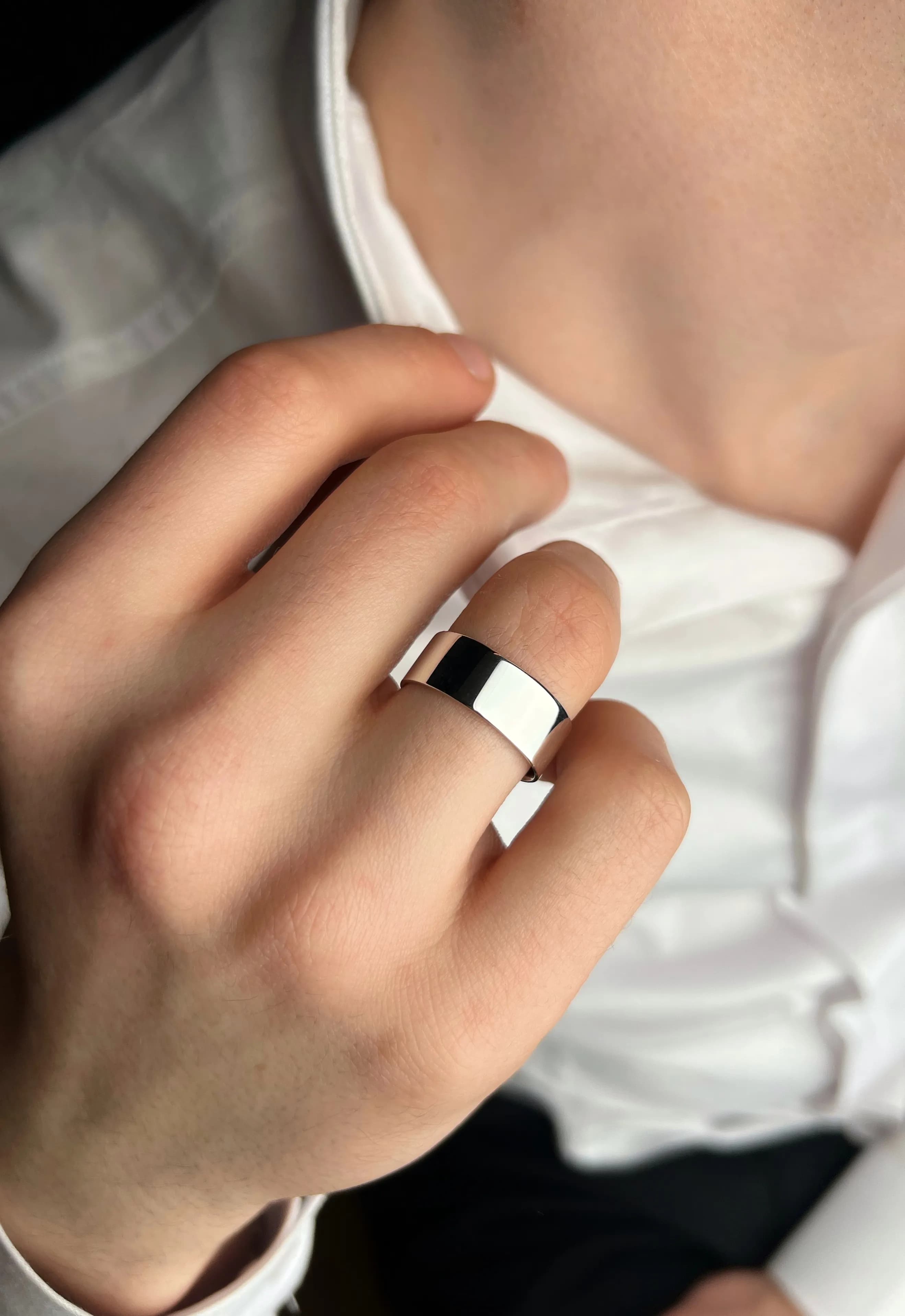 Обручка американка з білого золота 8 мм 200-0880 (21)