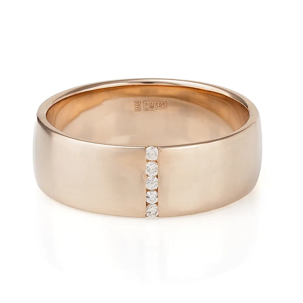 Обручка з діамантами "Шотландія" з червоного золота 120-0055