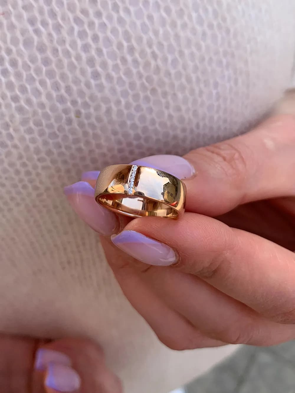 Обручка з діамантами "Шотландія" з червоного золота 120-0055