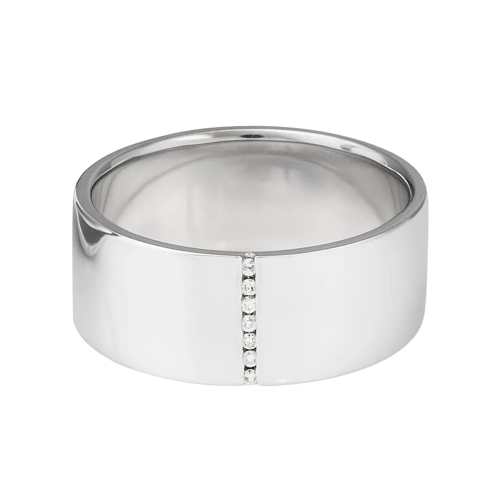 Обручка з діамантами "Ірландія" з білого золота 220-0141 (17,5)