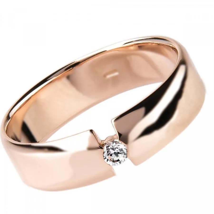 Обручка з куб. цирконієм "Butterfly" з червоного золота 160-0006 (17,5)