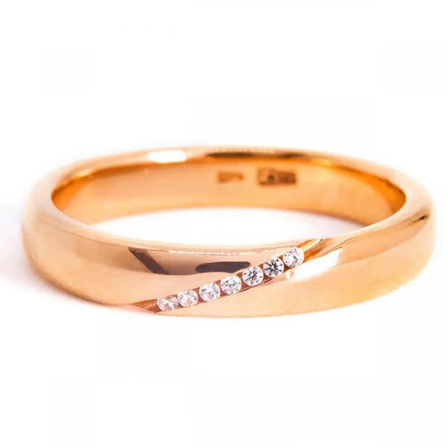 Обручка з куб. цирконами "Ельфійський дім" з червоного золота 160-0114 (15,5)