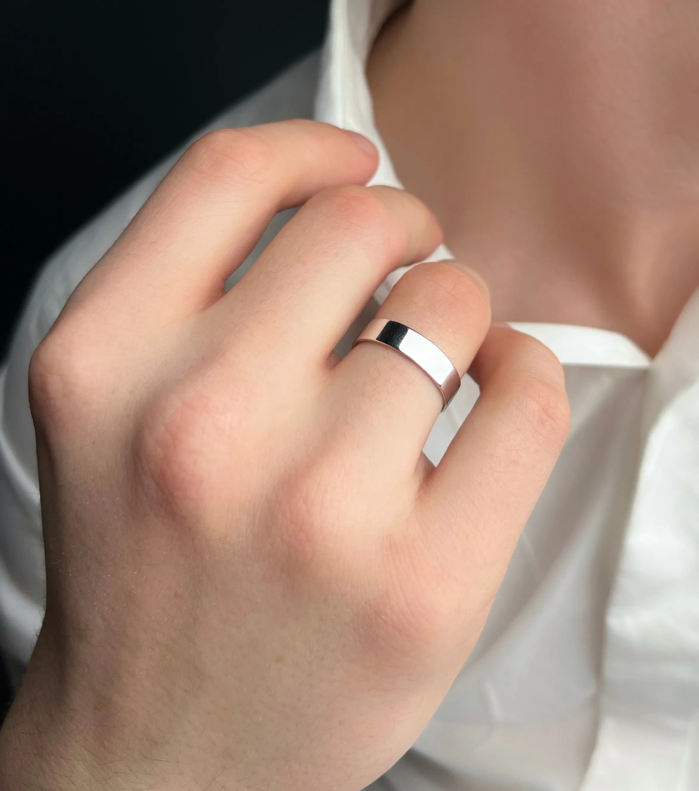 Обручка американка з білого золота 5 мм 200-0850 (15,5)