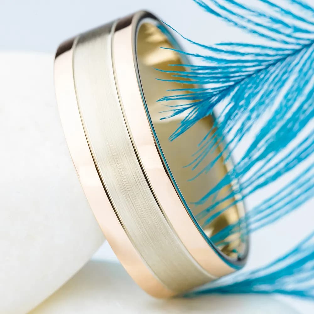 Обручка "Берег океану" з комбінованого золота 300-0197 (17)