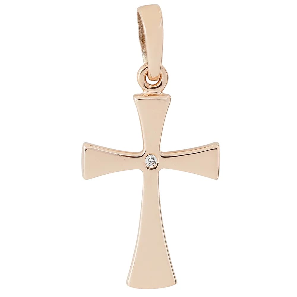 Хрестик з куб. цирконієм з червоного золота 165-0815