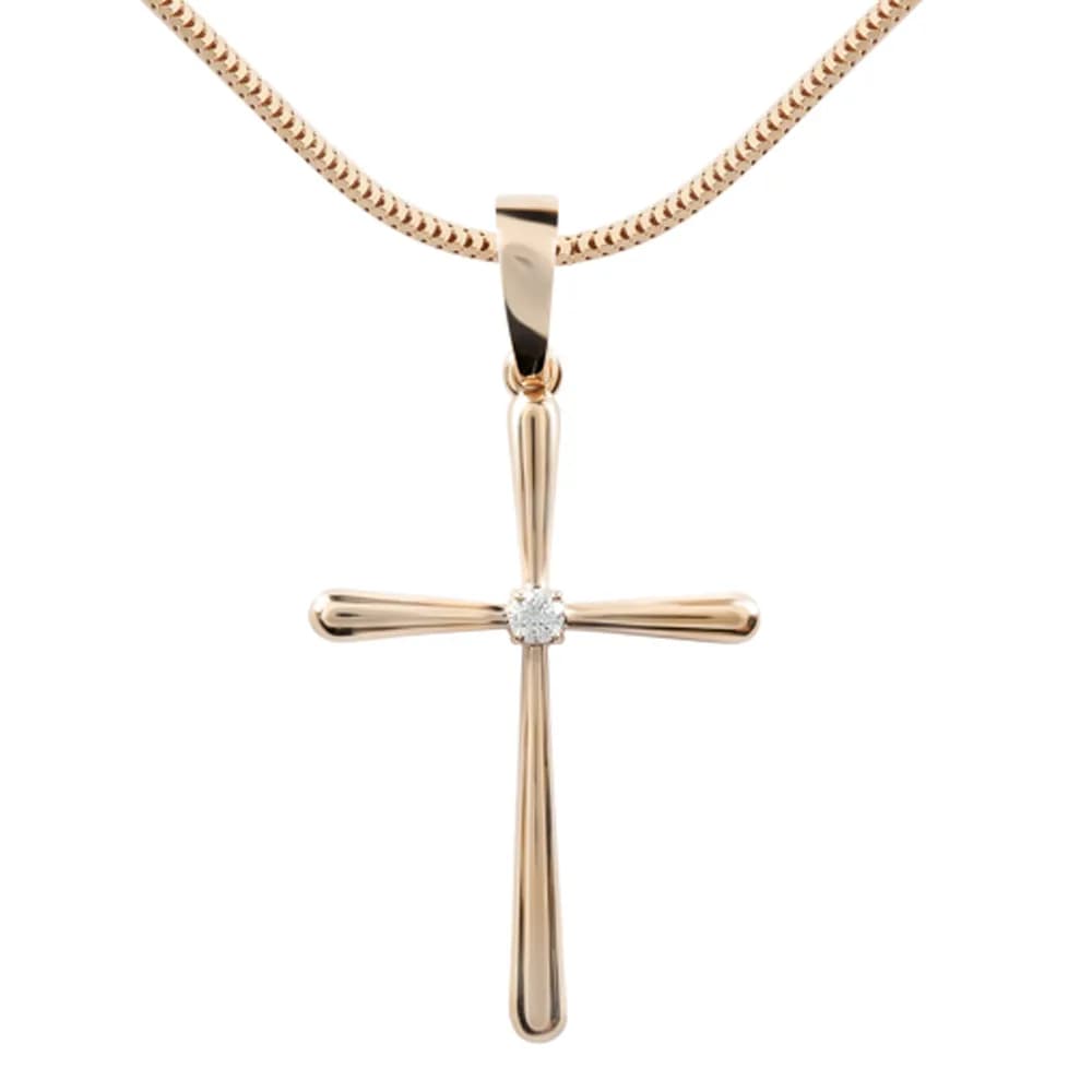 Хрестик з діамантом "Polaris" L з червоного золота 115-0737.01