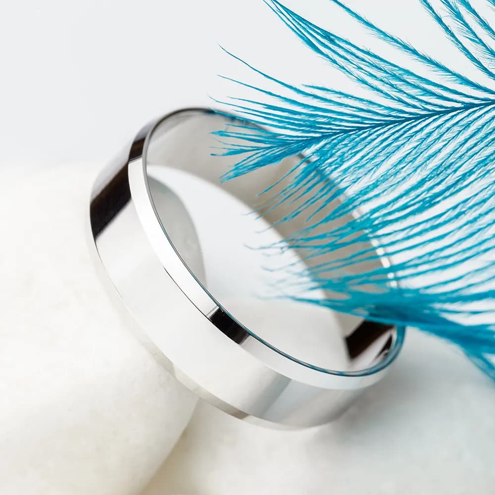 Обручка американка з фаскою з білого золота 5 мм. 200-0750 (18,2)