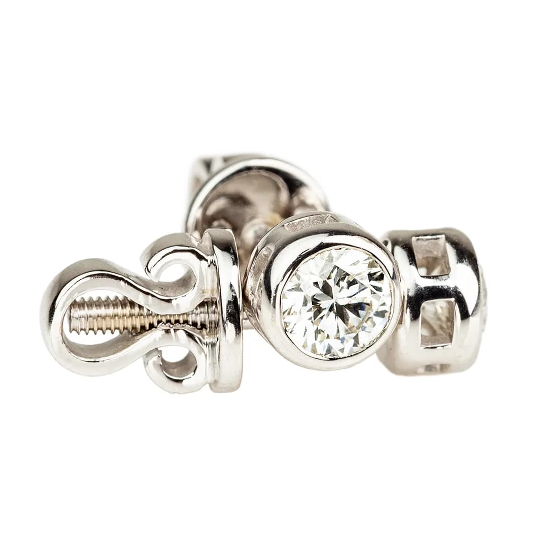 Сережки з цирконами з білого золота 264-0967