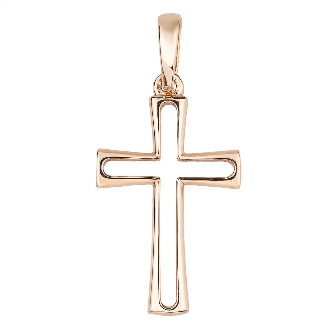 Хрестик без розп`яття з червоного золота 105-0746