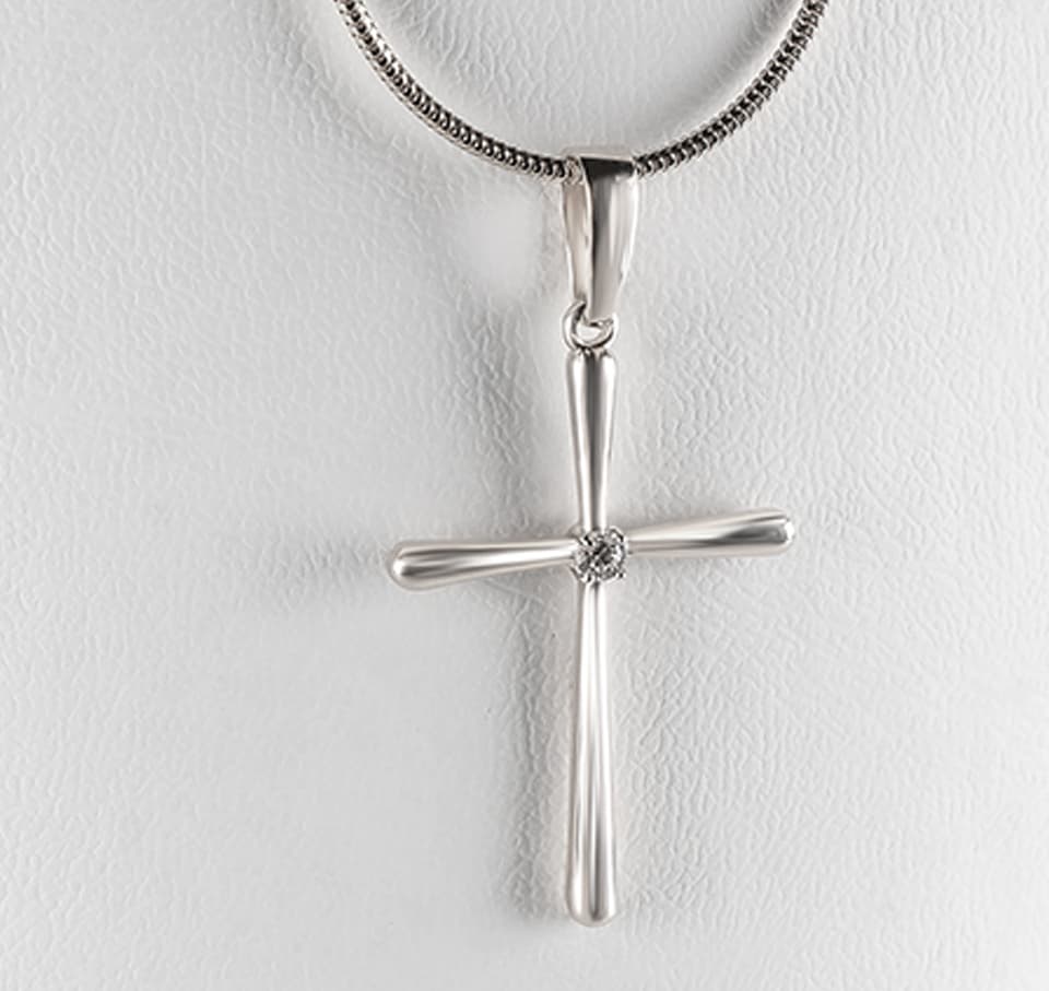 Хрестик "Polaris L" з куб. цирконієм з білого золота 265-0737.01