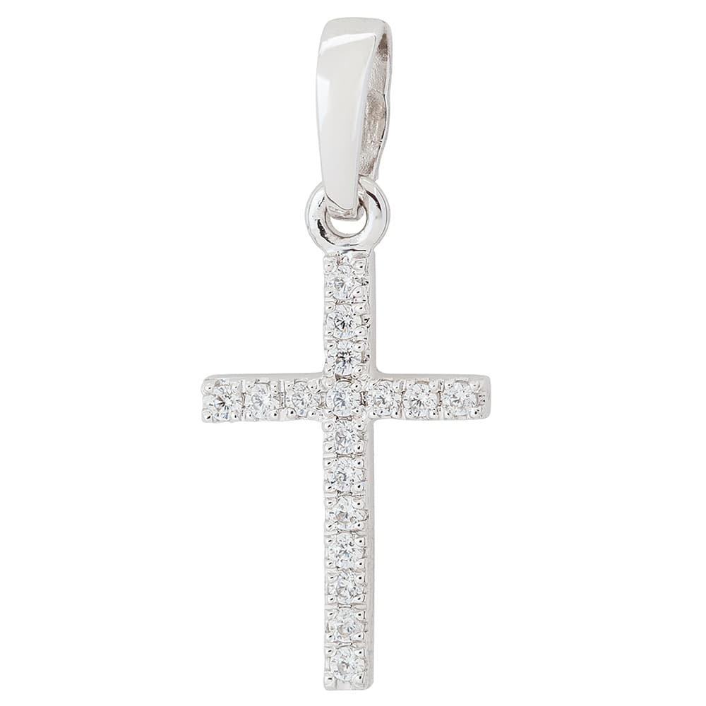 Хрестик з діамантами з білого золота 225-0924