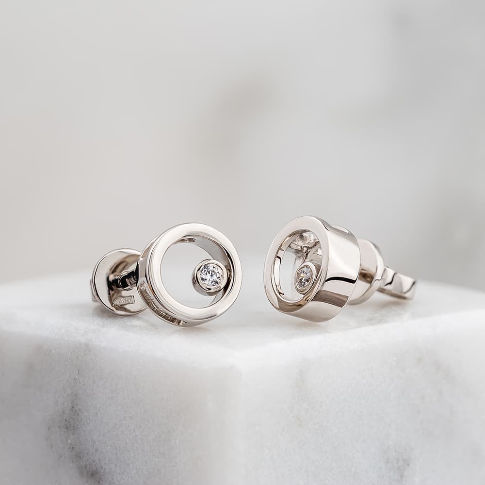 Сережки з діамантами "Погляд" з білого золота 214-0736