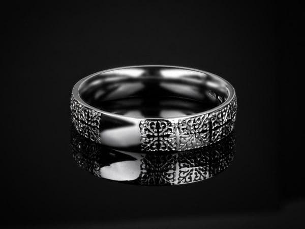 Перстень чоловічий "Сангай"  з білого золого 200-0020 MAN (19,5)