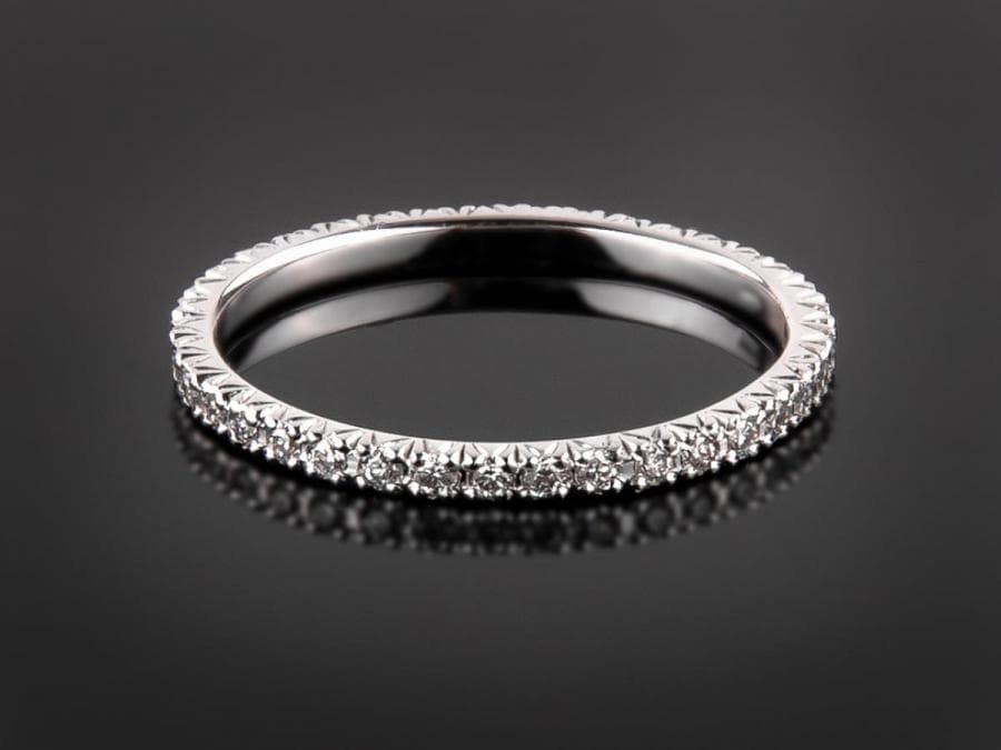 Перстень-доріжка з діамантами з білого золота 220-0119