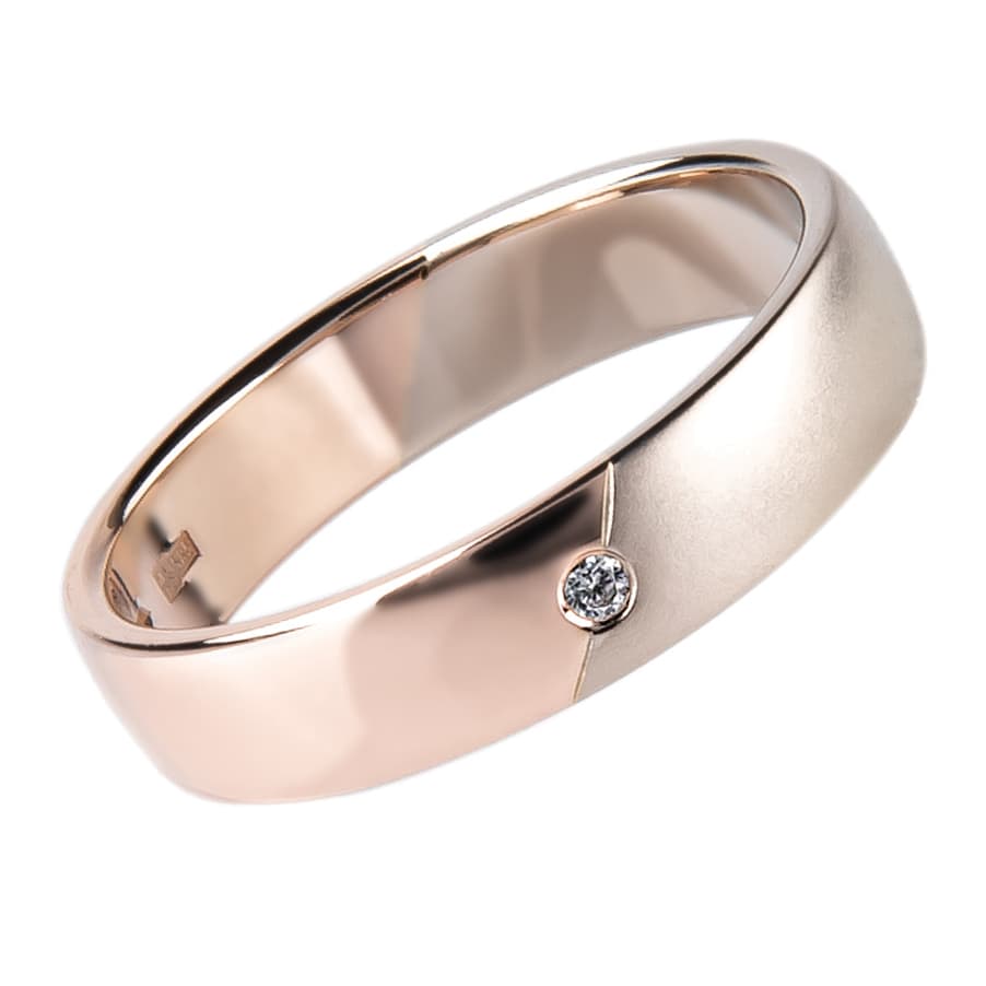 Обручка з куб. цирконієм "День і ніч" з комбінованого золота 360-0048.HS (17,5)