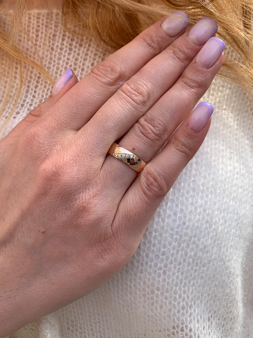 Обручка з куб. цирконами "Родос" з червоного золота 160-0101 (17)