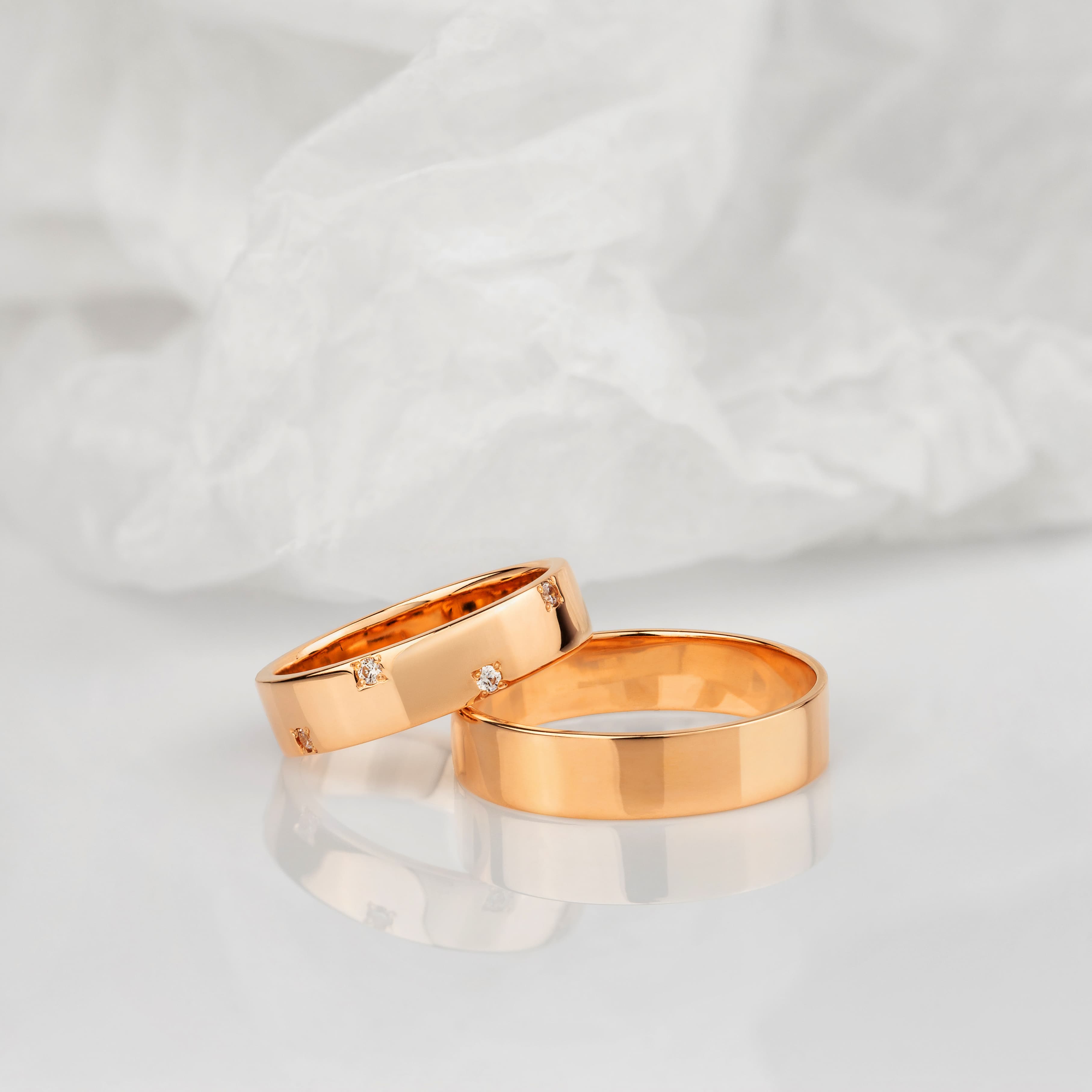 Пара обручок "Шахівниця" з червоного золота 160-0059_100-0850 (18)