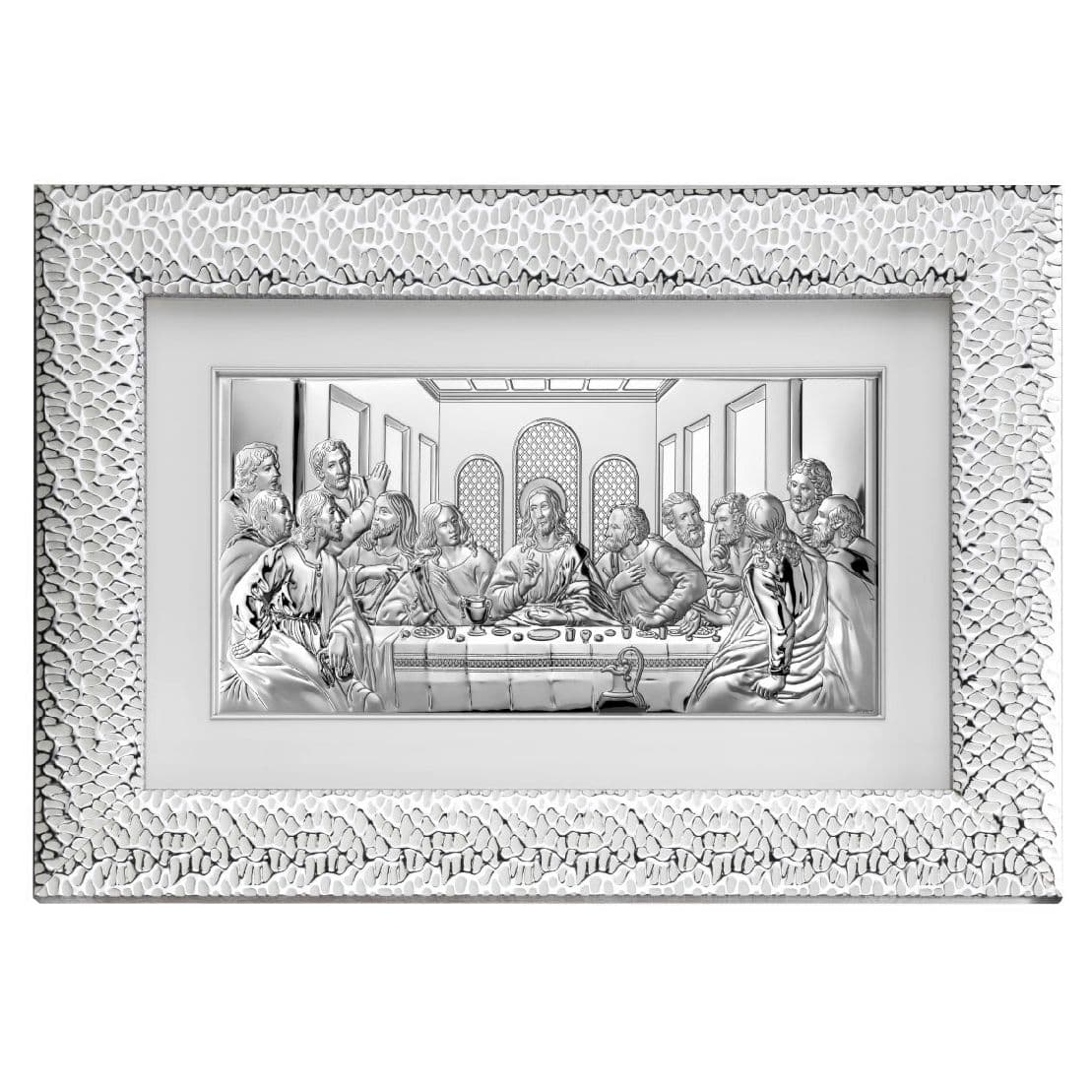 Ікона срібна Тайна Вечеря в сірій рамі q428