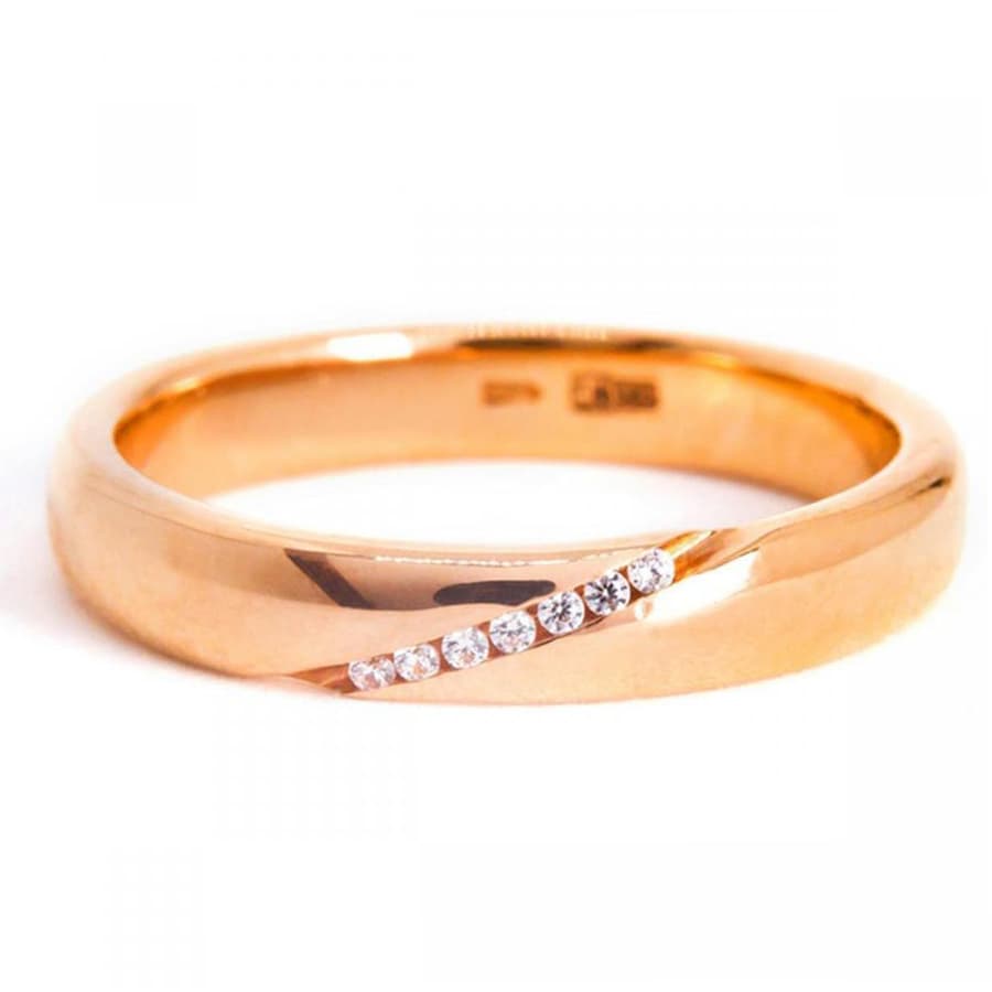 Обручка з куб. цирконами "Ельфійський дім" з червоного золота 160-0114 (15,5)