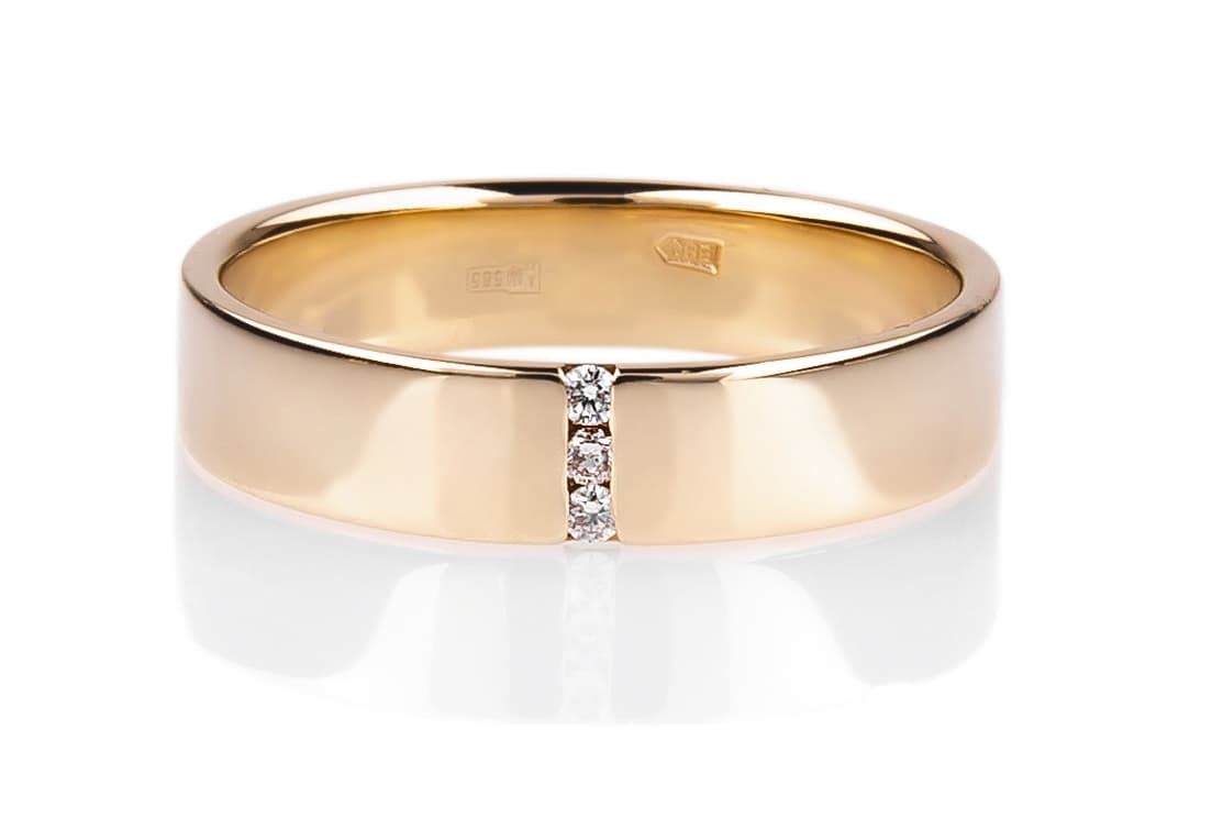 Обручка з діамантами "Лімончелло" з лимонного золота 420-0054