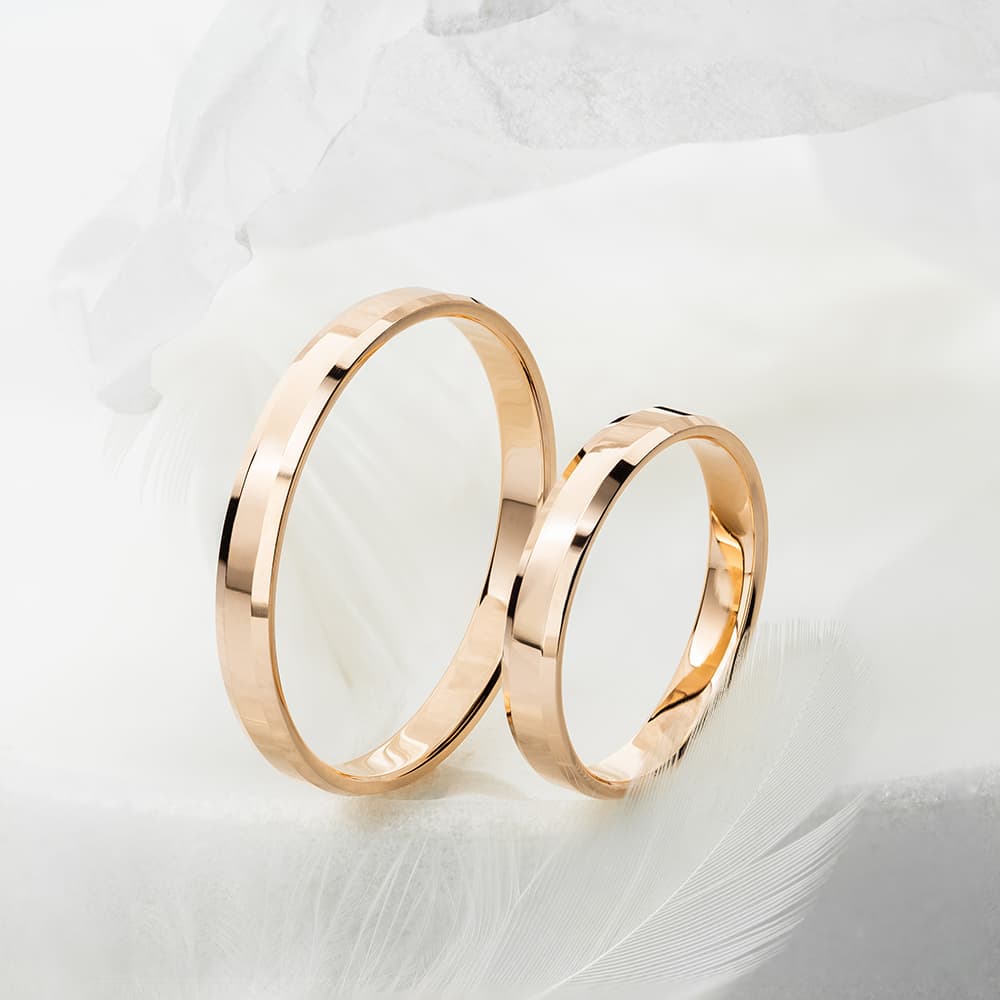 Обручка американка з фаскою з червоного золота 3 мм 100-0730 (18)