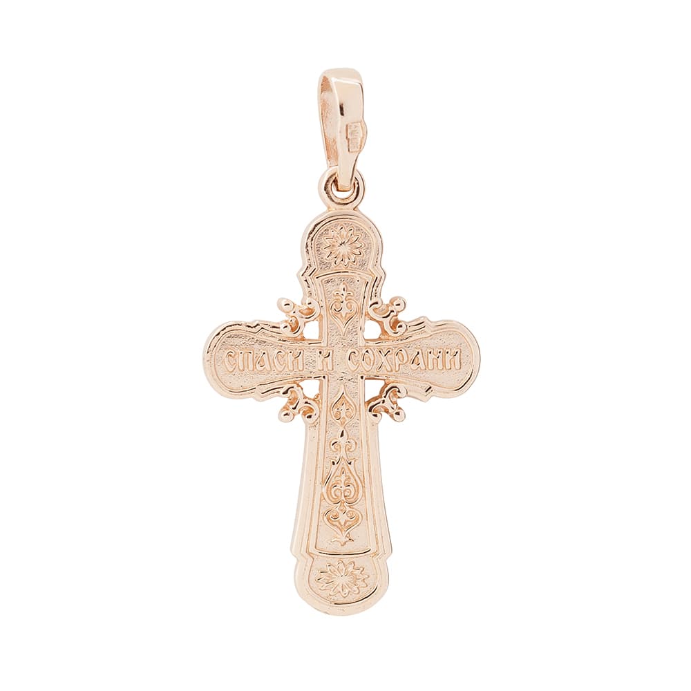 Хрестик з розп'яттям з червоного золота 105-0857