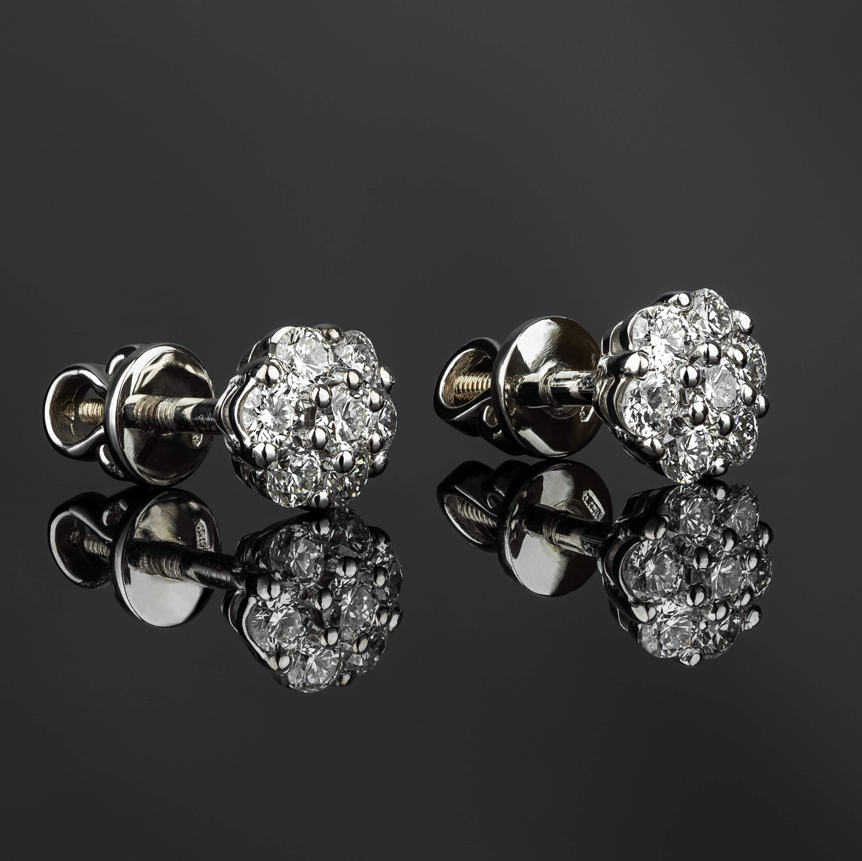 Сережки з діамантами з білого золота 224-0072