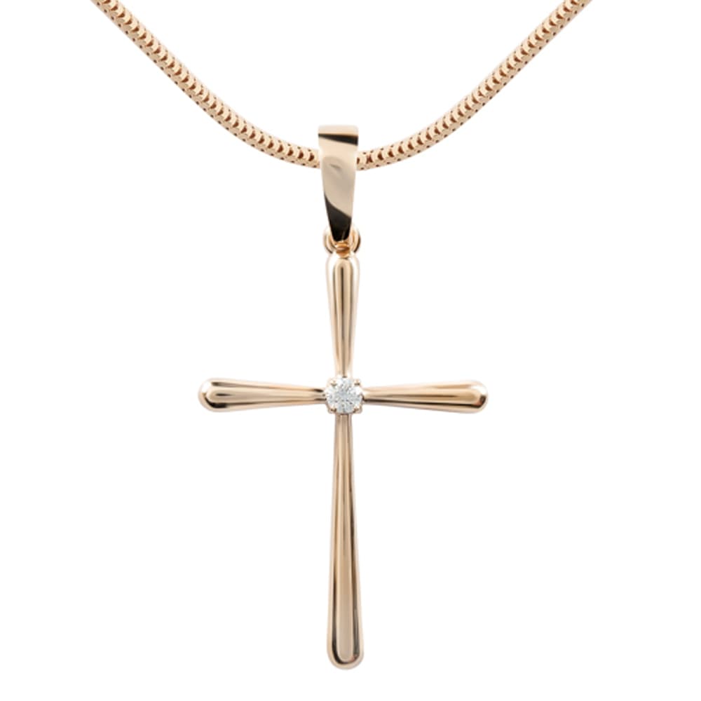Хрестик з діамантом "Polaris" L з червоного золота 115-0737.01