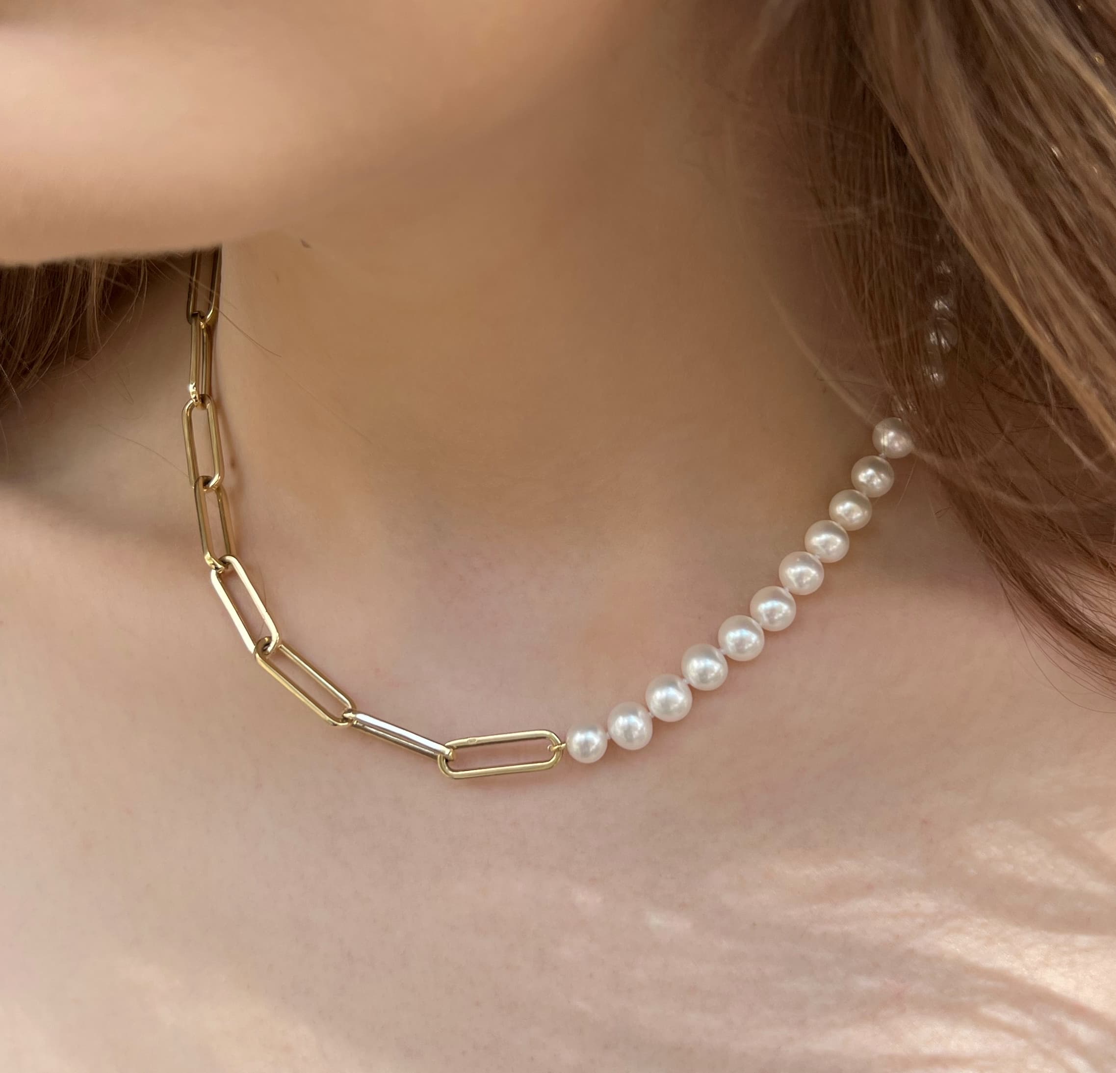 Кольє з перлинами та золотими вставками з жовтого золота Perl Ro P4 0108 (42)