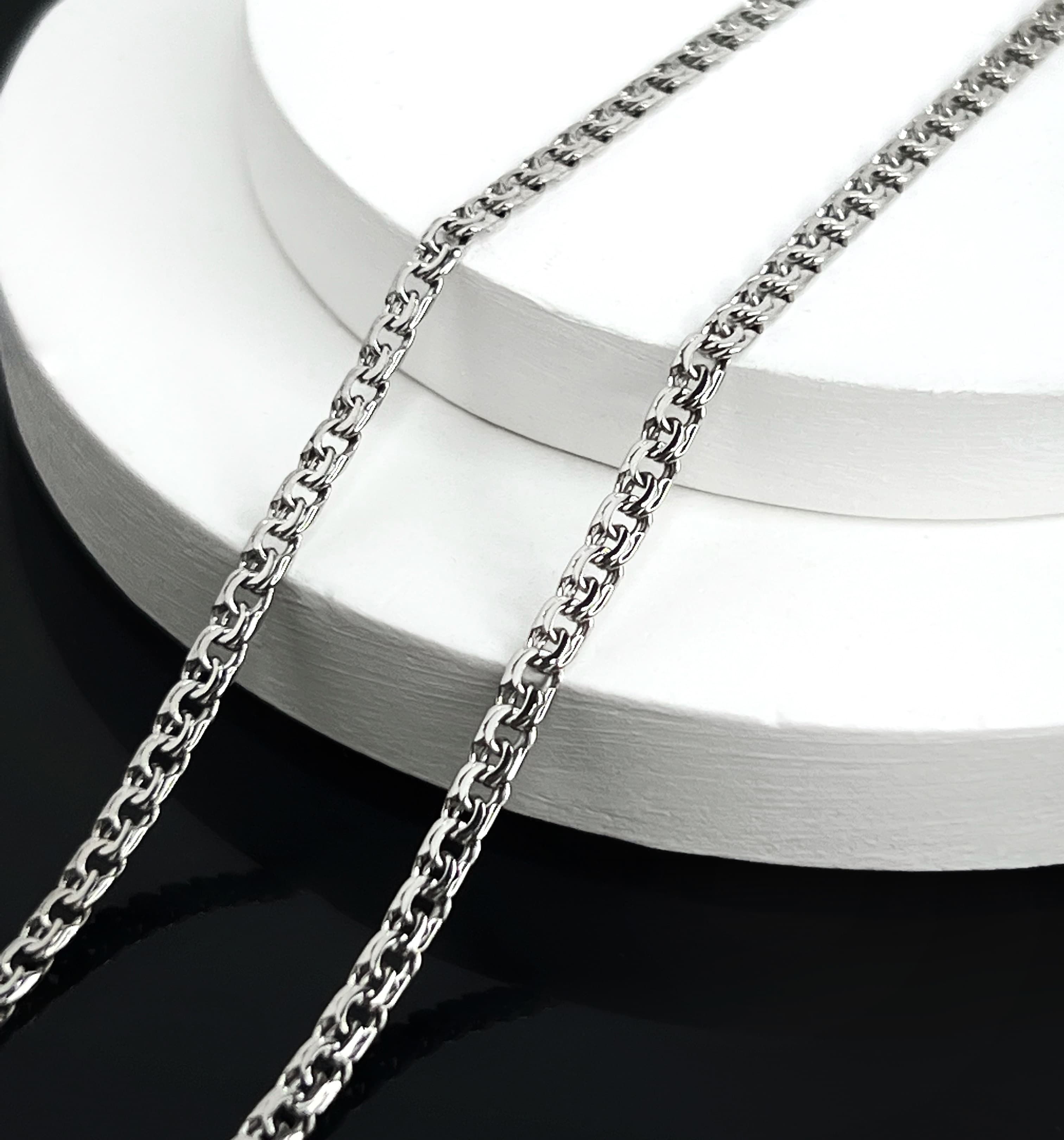 Ланцюжок плетіння арабський бісмарк з білого золота 201-0002.5