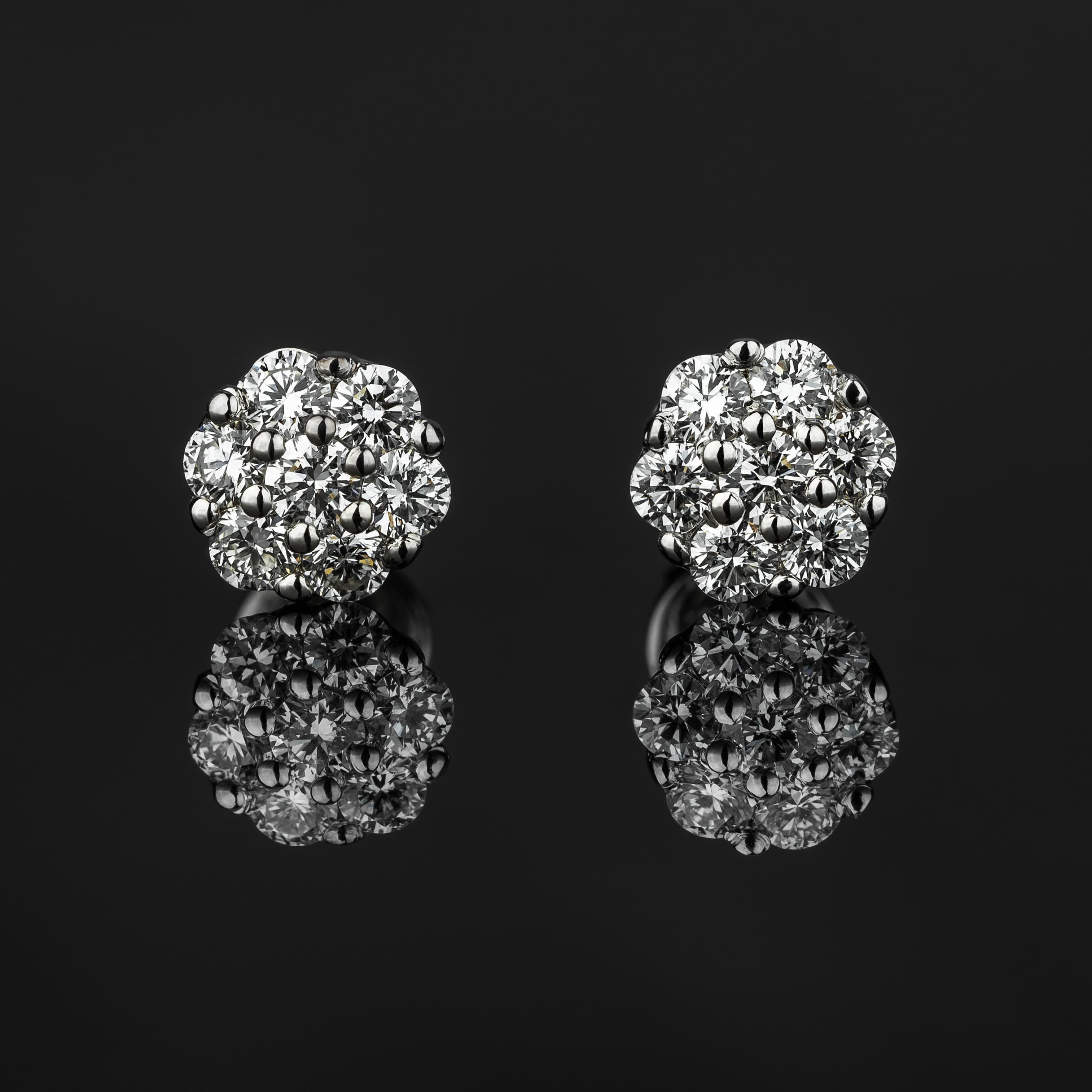 Сережки з діамантами з білого золота 224-0072