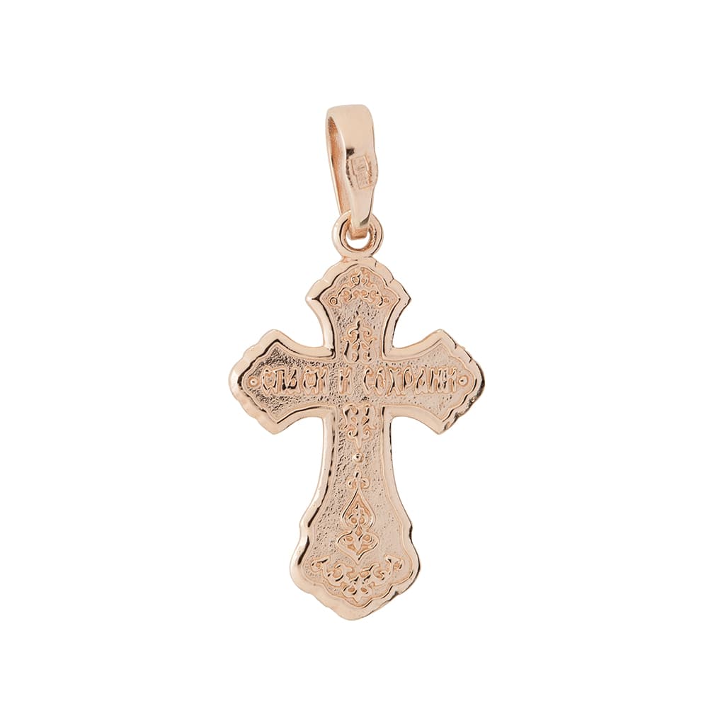 Хрестик з розп'яттям з червоного золота 105-0849