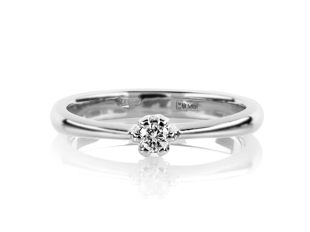 Каблучка з діамантом "Monica" з білого золота 213-0199