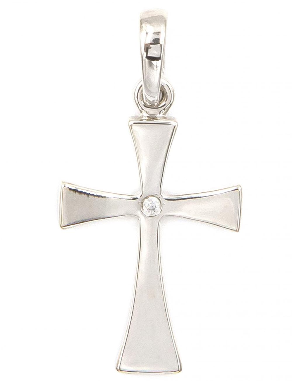 Хрестик з куб. цирконієм з білого золота 265-0815