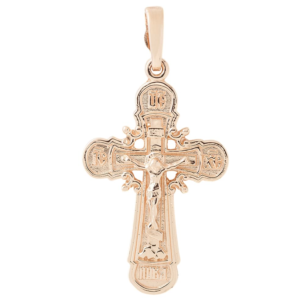 Хрестик з розп'яттям з червоного золота 105-0857