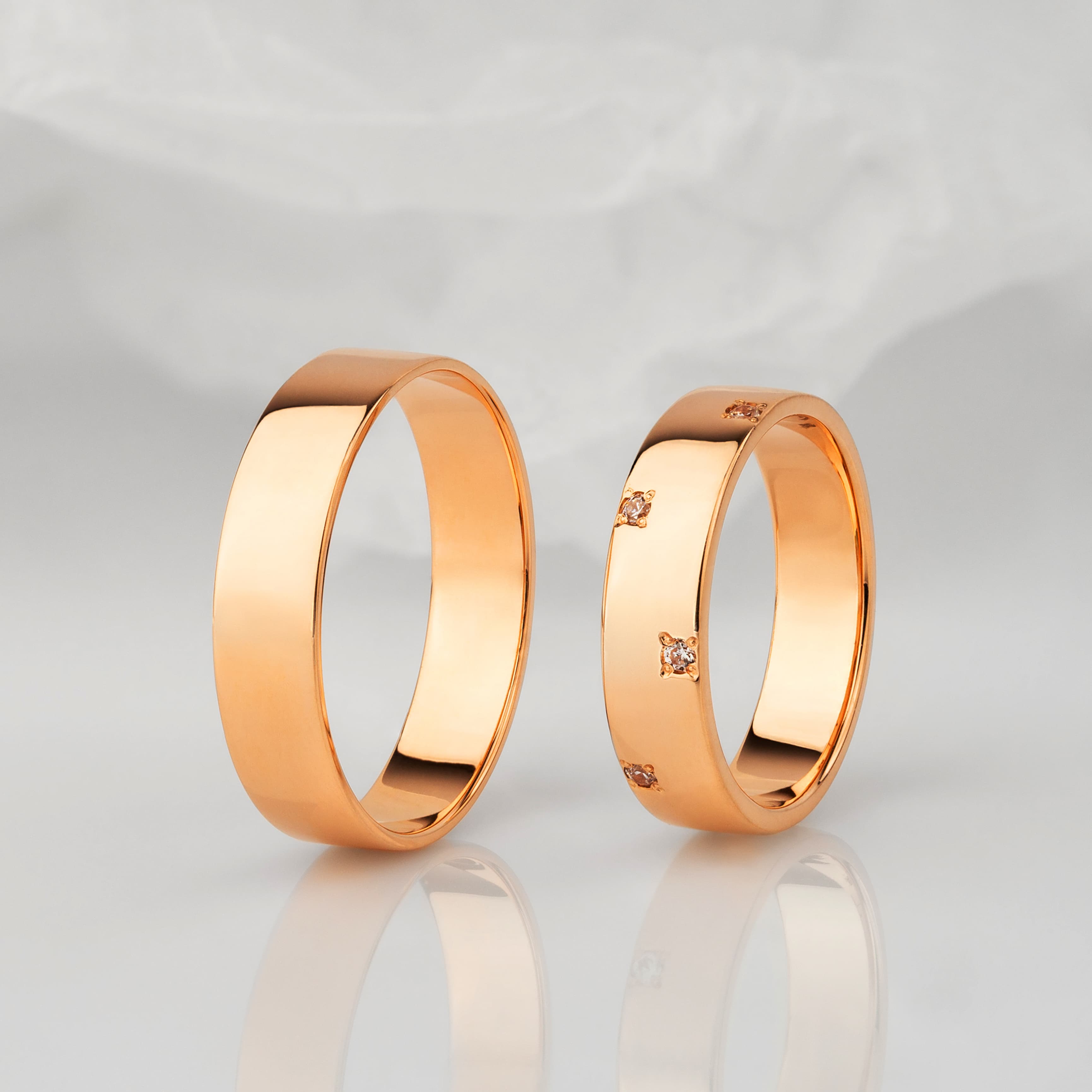 Пара обручок "Шахівниця" з червоного золота 160-0059_100-0850 (18)