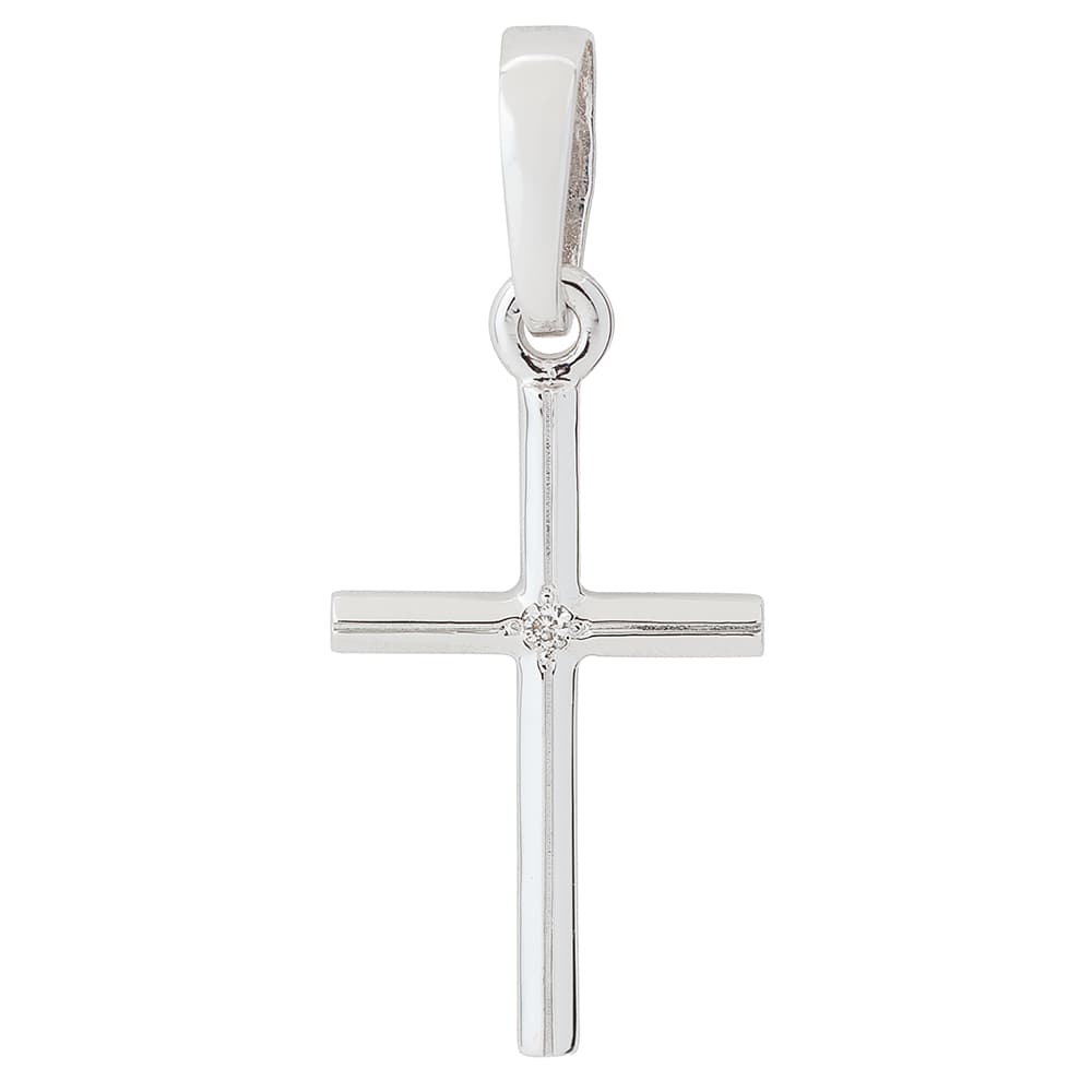 Хрестик з куб. цирконієм з білого золота 265-0925