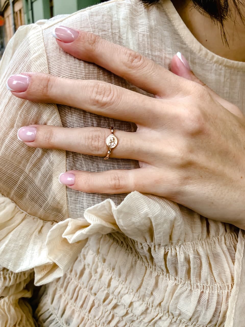 Перстень-вервиця з Богородицею з червоного золота 103-0383 (16)