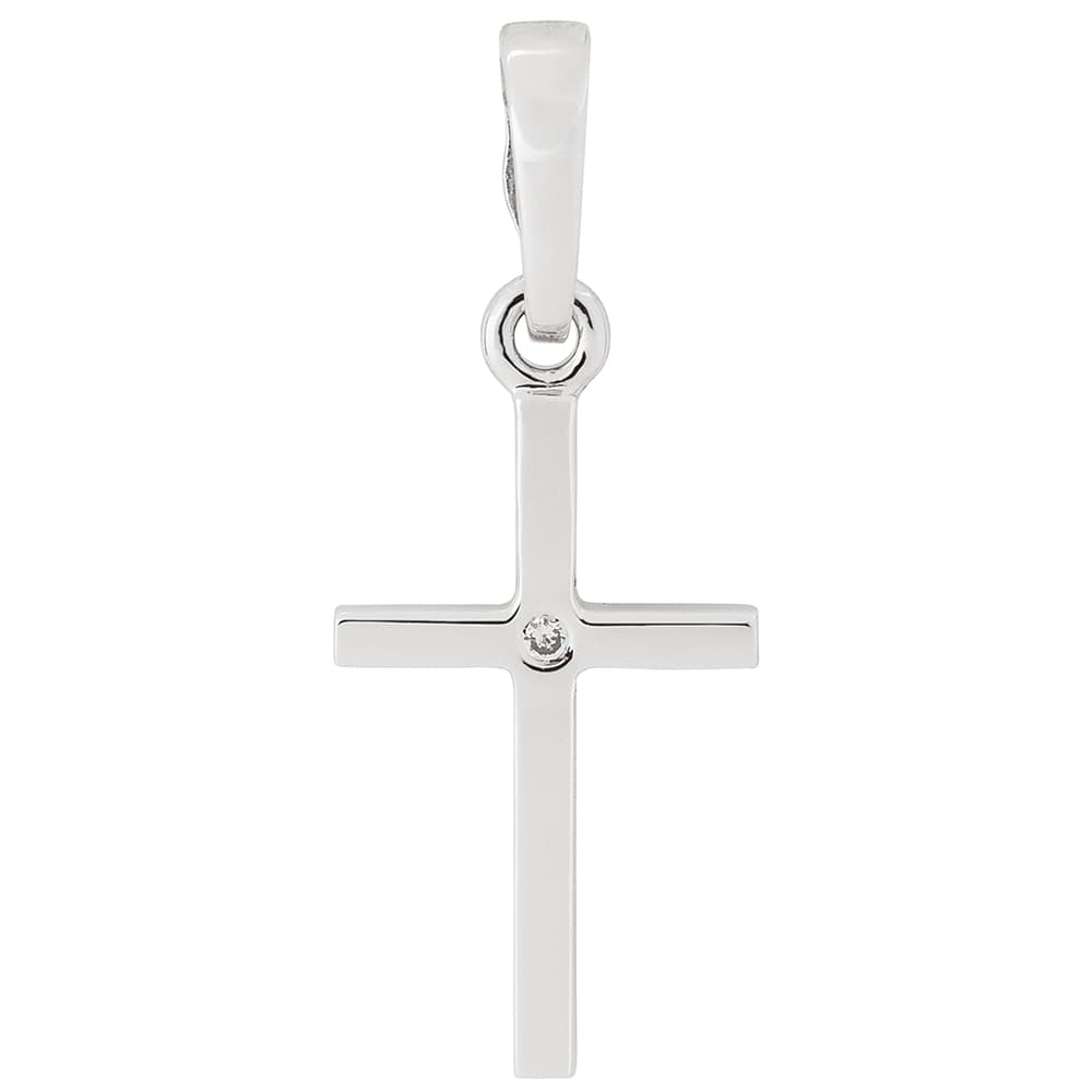 Хрестик з куб. цирконієм з білого золота 265-0923