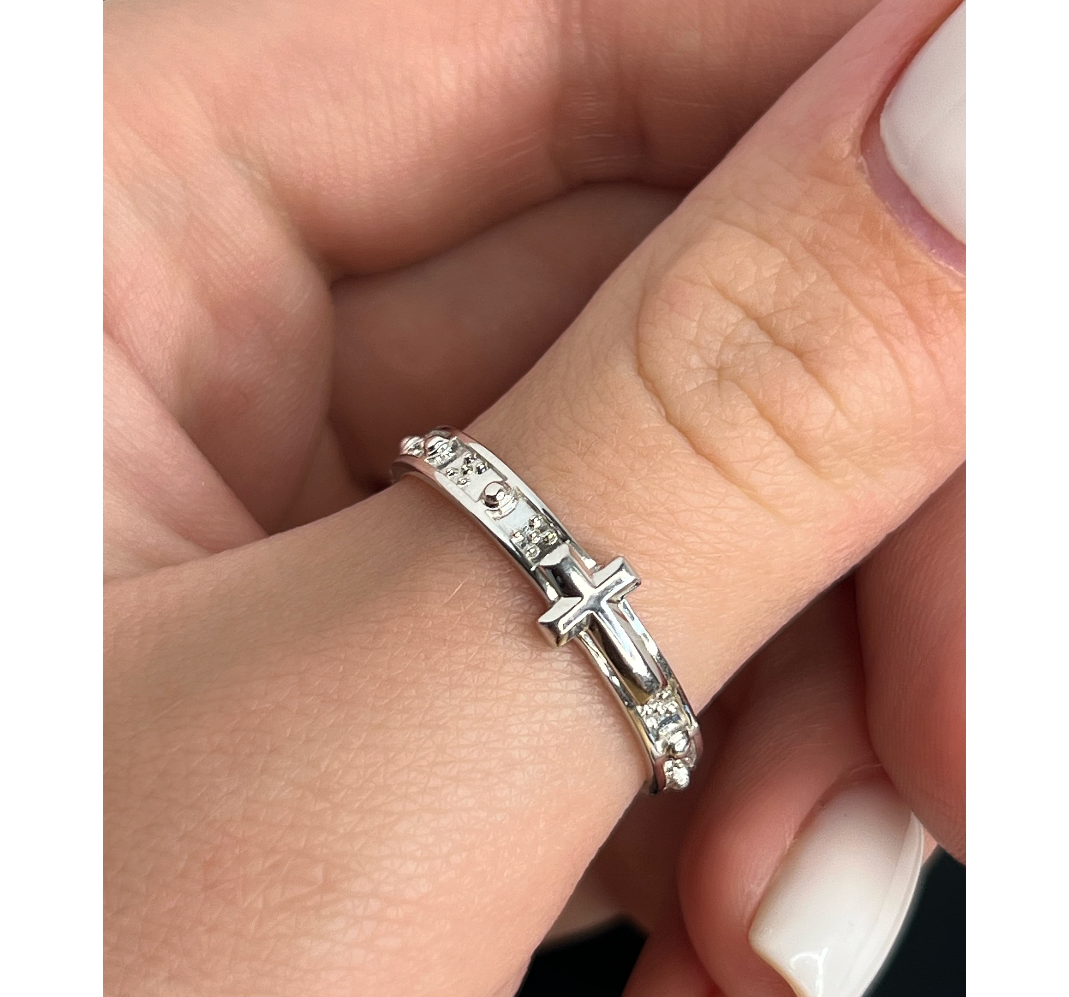 Перстень-вервиця з білого золота 203-0414  (17)