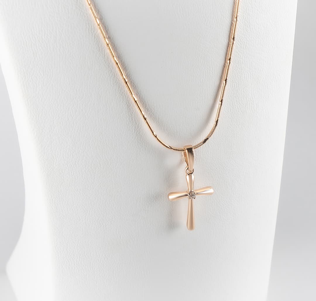 Хрестик з куб. цирконієм "Polaris S" з червоного золота 165-0737.03