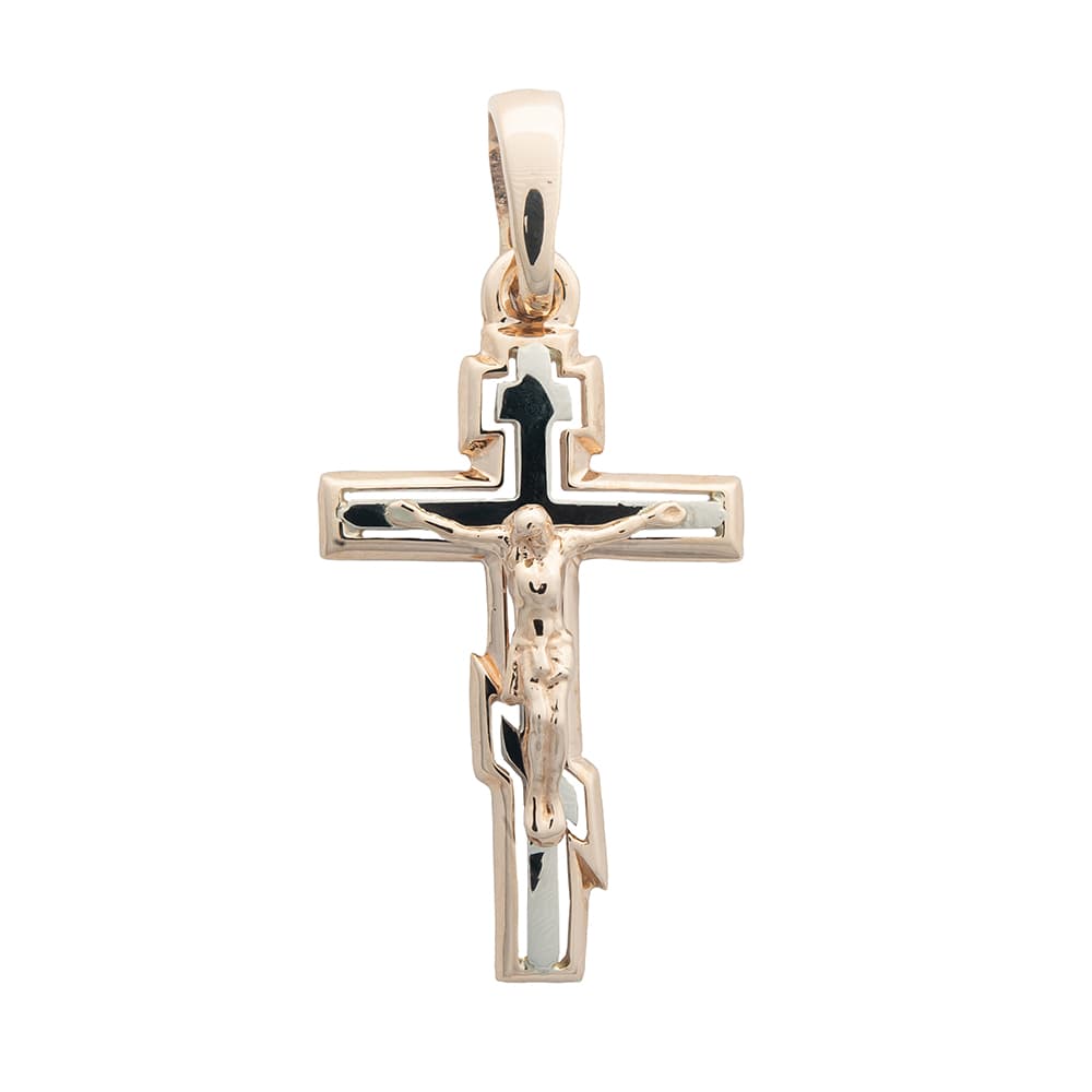 Хрестик з розп'яттям з комбінованого золота 305-0805