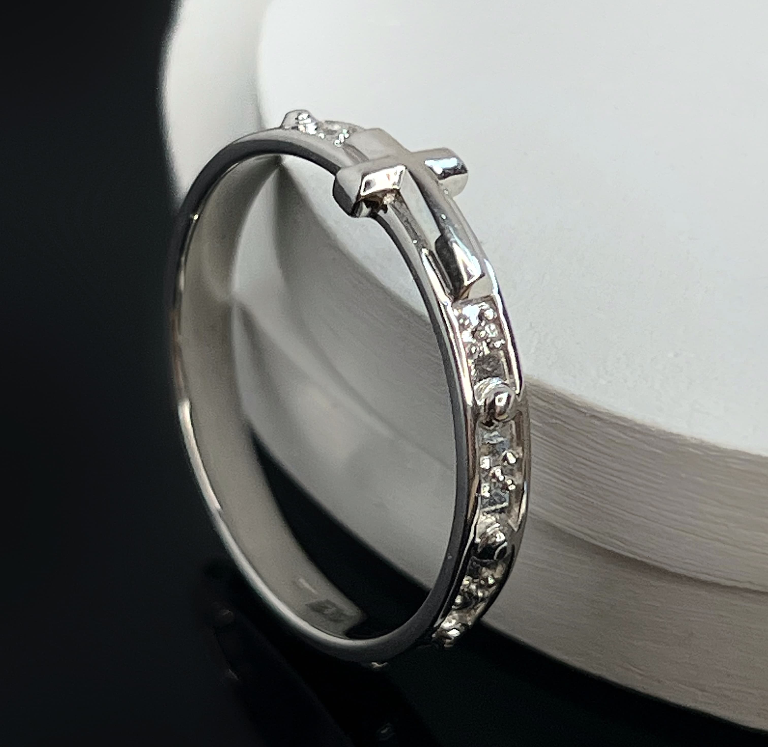 Перстень-вервиця з білого золота 203-0414  (17)